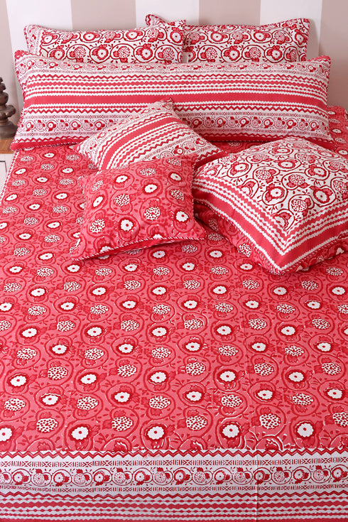 20s Cotton Cushion Cover in Block Print with Piping